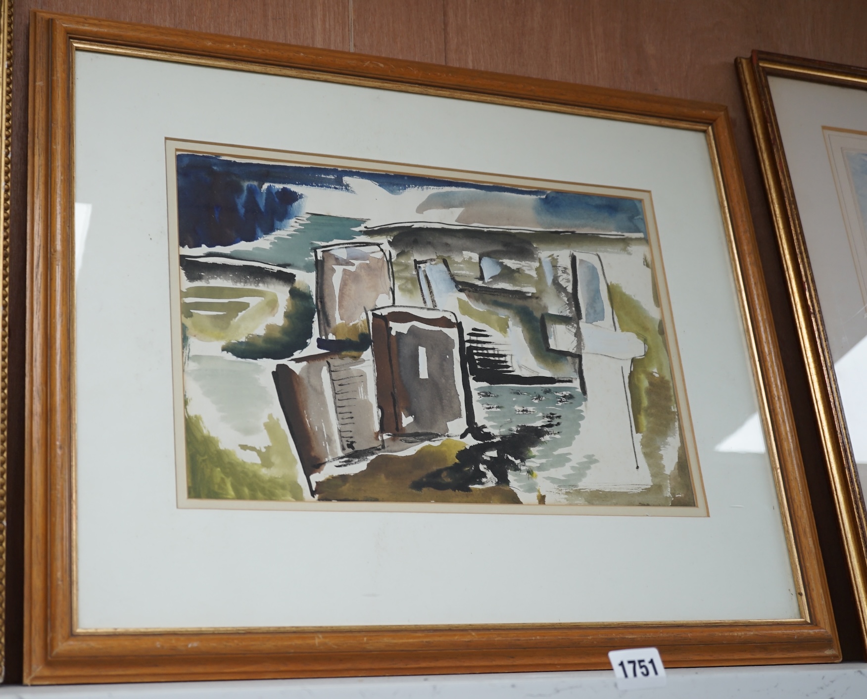 Anthony Brown (1906-1987), watercolour, Dorset landscape, The Simon Carter Gallery receipt and label verso, 25 x 37cm. Condition - good
